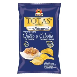 bolsa de patatas con queso de cabra y cebolla caramelizada