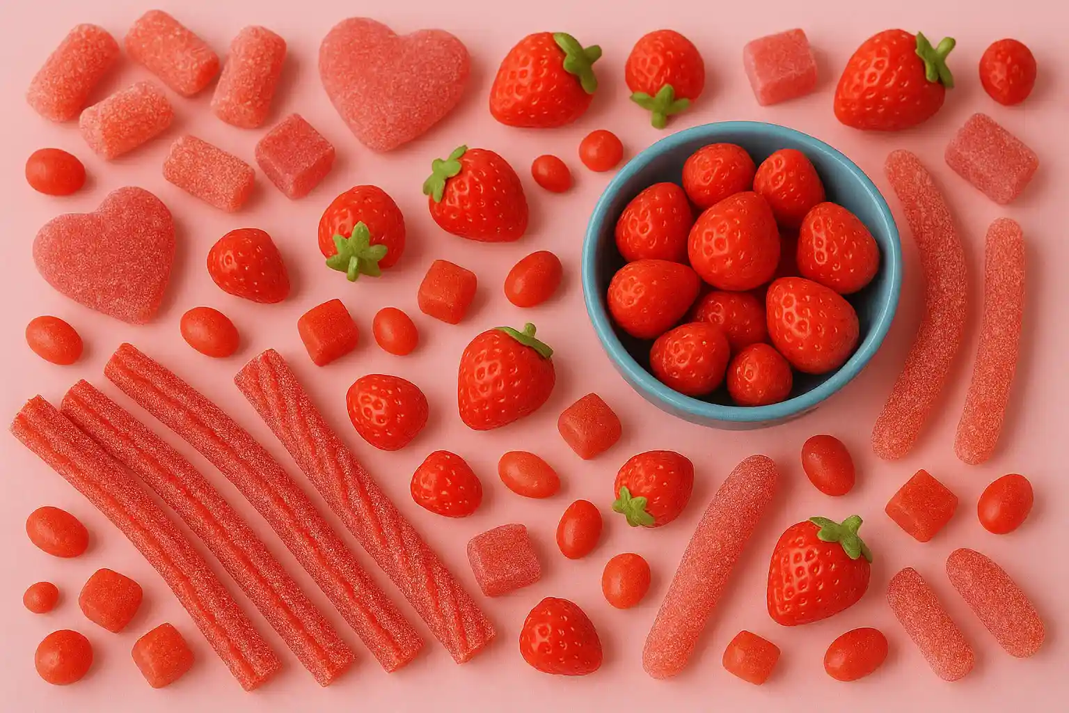 variedad de chuches de fresa