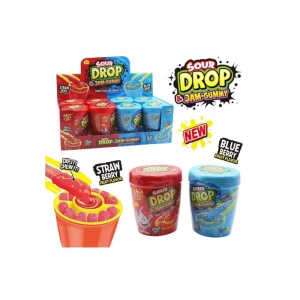 Tarro con regalices para mojar en caramelo líquido ácido