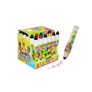 caramelos con forma de cera de pintar Colors Crayon Candy con tubo transparente lleno de pastillas de colores y punta de cera real.